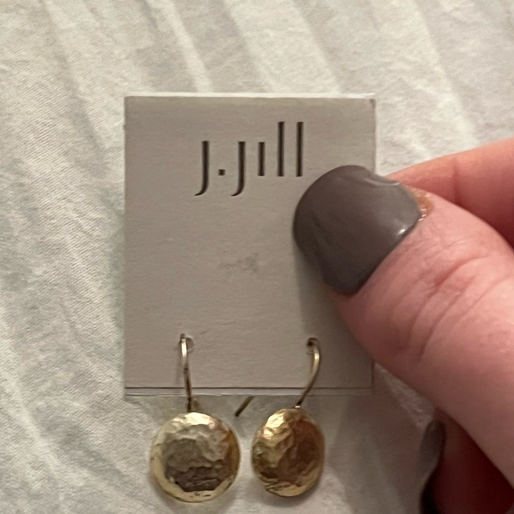 NWT Hammered Gold Disc Dangle Earrings by J. Jill